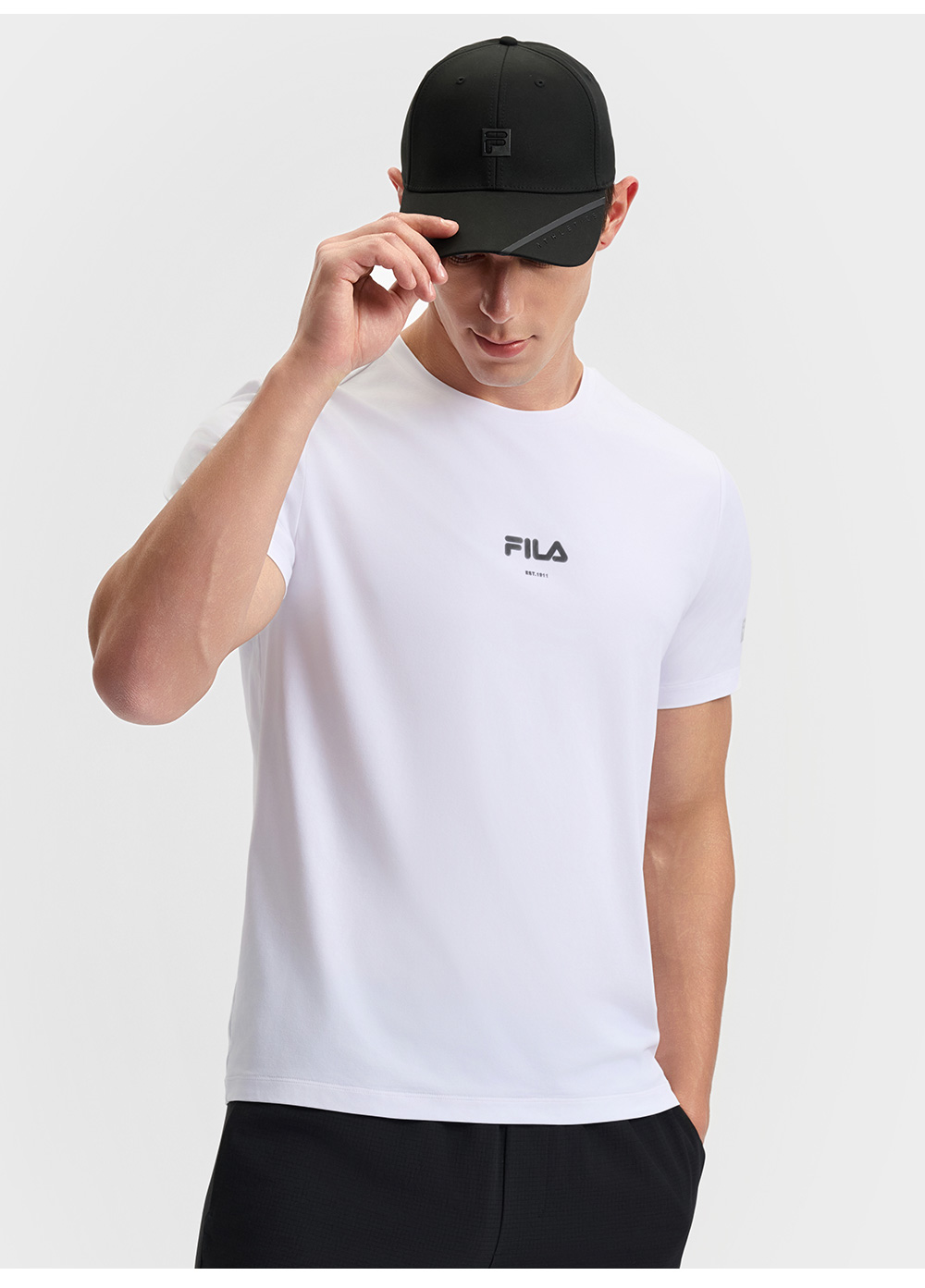 FILA CORE ATHLETICS FITNESS BLACK MEN SPACE DRIOD Men Short Sleeves T-Shirt (Black / Blue / White)