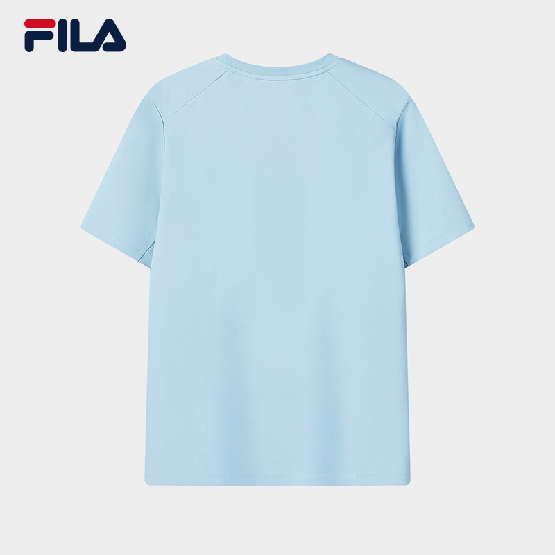FILA CORE Men WHITE Knitted Short Sleeve Top LIGHT BLUE