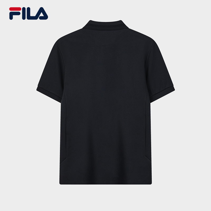 FILA CORE Men WHITE Knitted Short Sleeve Polo Shirt NAVY