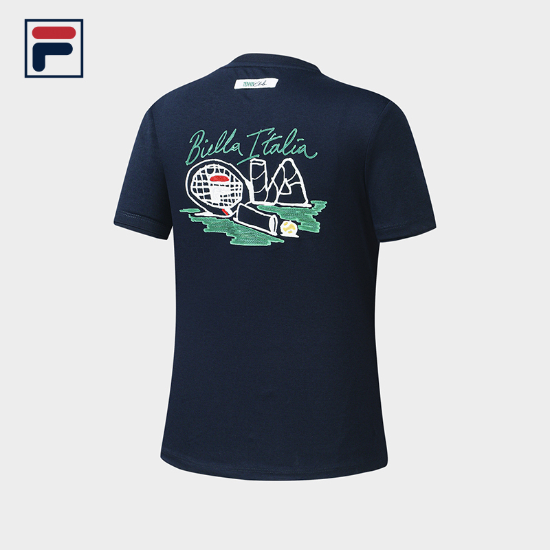 FILA CORE Women's TENNIS ATHLETICS Short Sleeve Top in Dark Blue