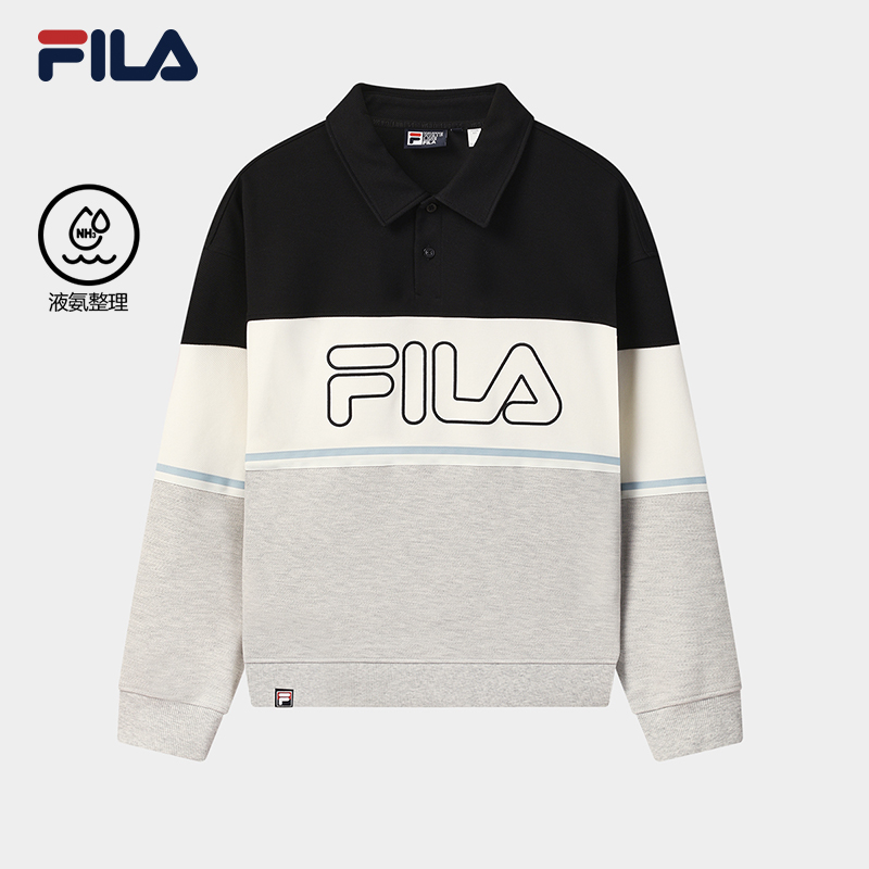 FILA CORE LIFESTYLE FILA ORIGINALE Men Long Sleeve Polo (Black/Ash)
