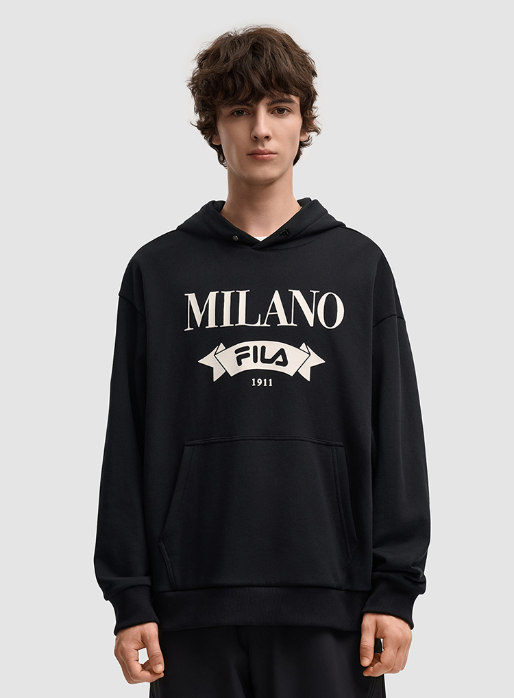 FILA CORE FILA MILANO Men Hoodie（Black/Brown)