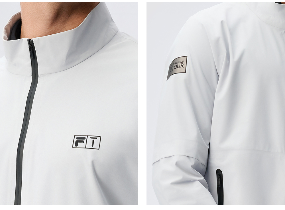 FILA CORE ATHLETICS GOLF DP WORLD TOUR MONOGRAM STRIPE Men Woven Jacket (Ash)