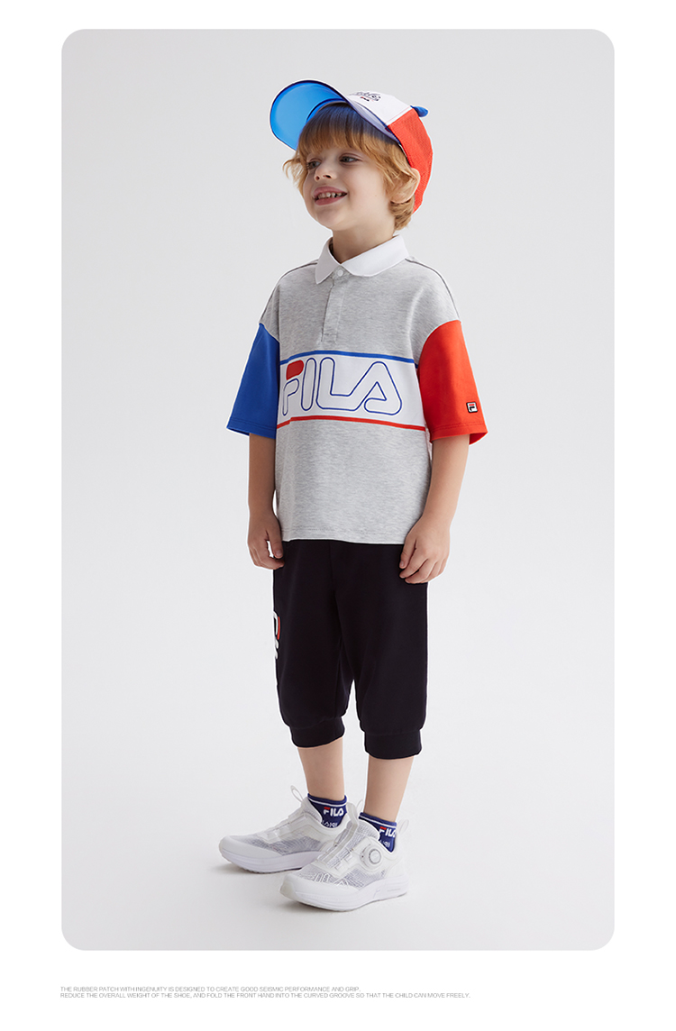 FILA KIDS ORIGINALE Boy's Short Sleeve Polo in Grey