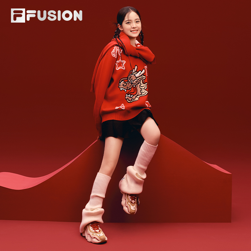 [ NANA CNY Collection ] FILA FUSION CULTURE Women's Knit Sweater in Red Chinese New Year