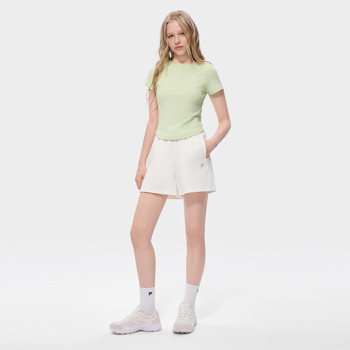 FILA FUSION INLINE Women Knitted Short Sleeve Top