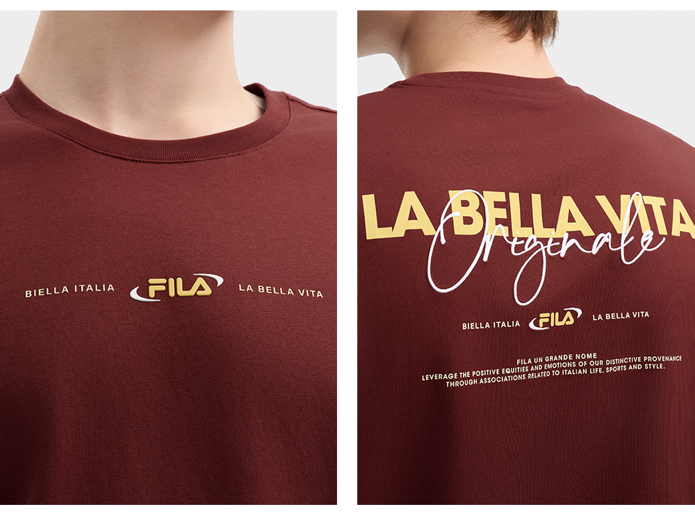 FILA CORE LIFESTYLE ORIGINALE FÊTE DE LA MUSIQUE Men Short Sleeve T-shirt (Brown / Navy)
