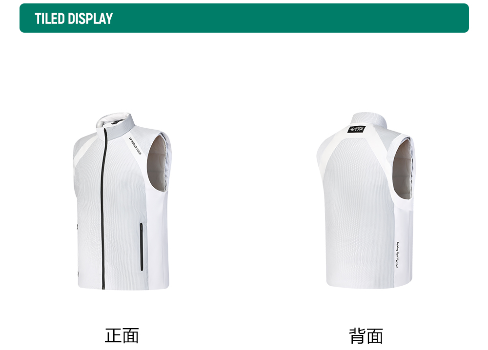 FILA CORE ATHLETICS GOLF DP WORLD TOUR MONOGRAM STRIPE Men Down Jacket Vest (White)