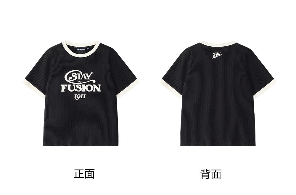 FILA FUSION INLINE CATEGORY CLUB SHORT SLEEVE TSHIRT Women Short Sleeves T-Shirt (Black / White)