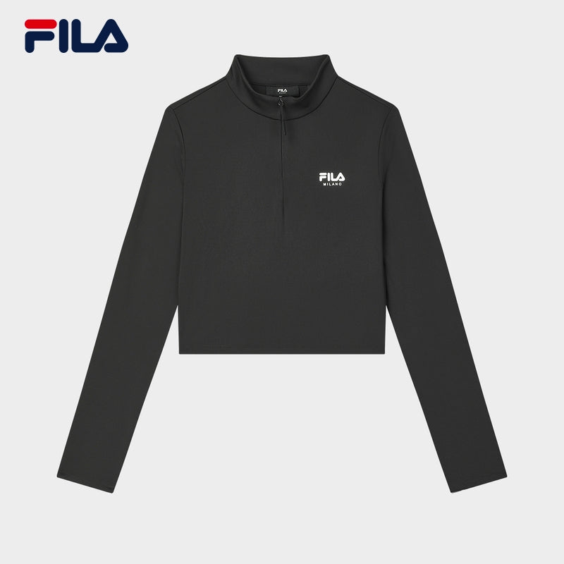 FILA CORE LIFESTYLE MILANO Women Long Sleeve Crop Top (Black)