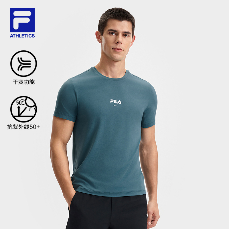 FILA CORE ATHLETICS FITNESS BLACK MEN SPACE DRIOD Men Short Sleeves T-Shirt (Black / Blue / White)
