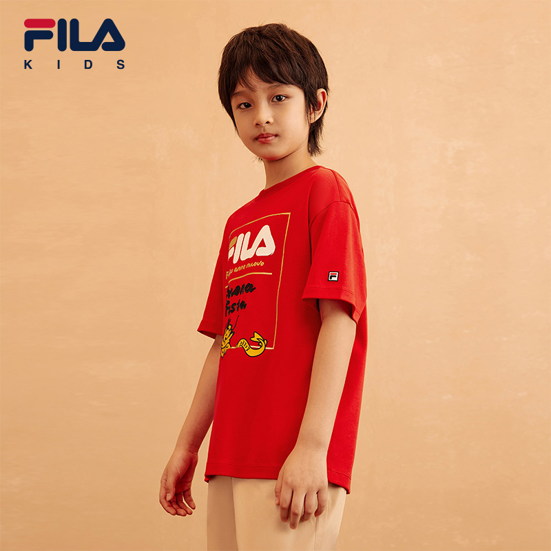 [ CNY Collection ] FILA KIDS ORIGINALE Chinese New Year Boy's Short Sleeve T-shirt in Red