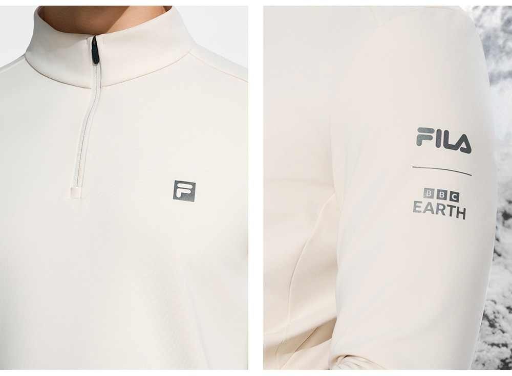 FILA CORE ATHLETICS EXPLORE X BBC EARTH PATHWAYS OF WONDER Men Long Sleeve Top (Beige / Black / Olive Green)
