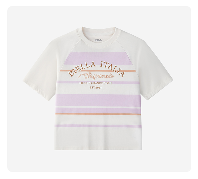 (130 - 165cm) FILA KIDS ORIGINALE Girl's Short Sleeve Knit Top in Full Print