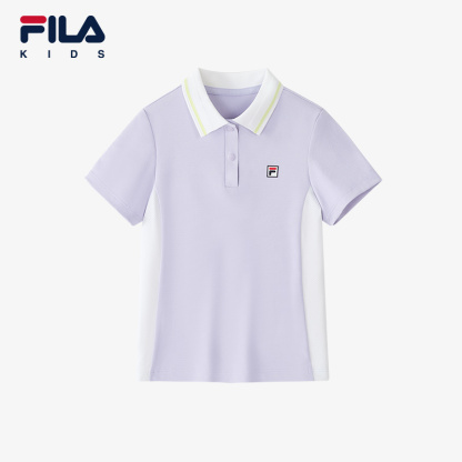 (105 - 130cm) FILA KIDS PERFORMANCE TENNIS Girl's Short Sleeve Polo T-Shirt in Purple