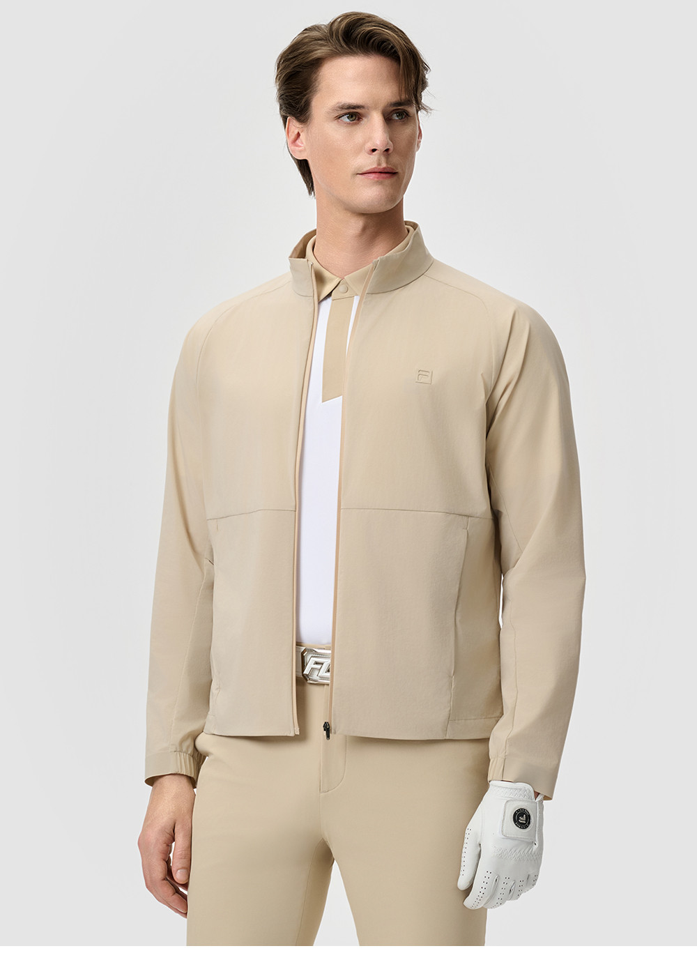 FILA CORE ATHLETICS GOLF STATELY FLORAL Men Woven Jacket (Black / Light Khaki)