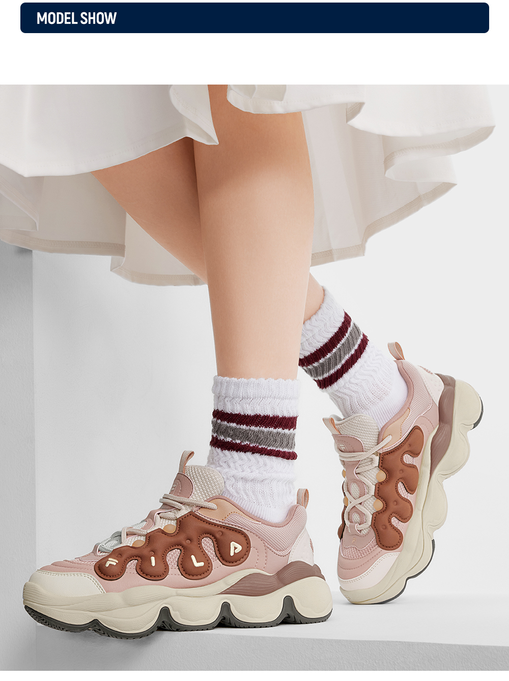 FILA CORE FASHION PEASE Women Sneakers (Peas/ Beige Cream / White)