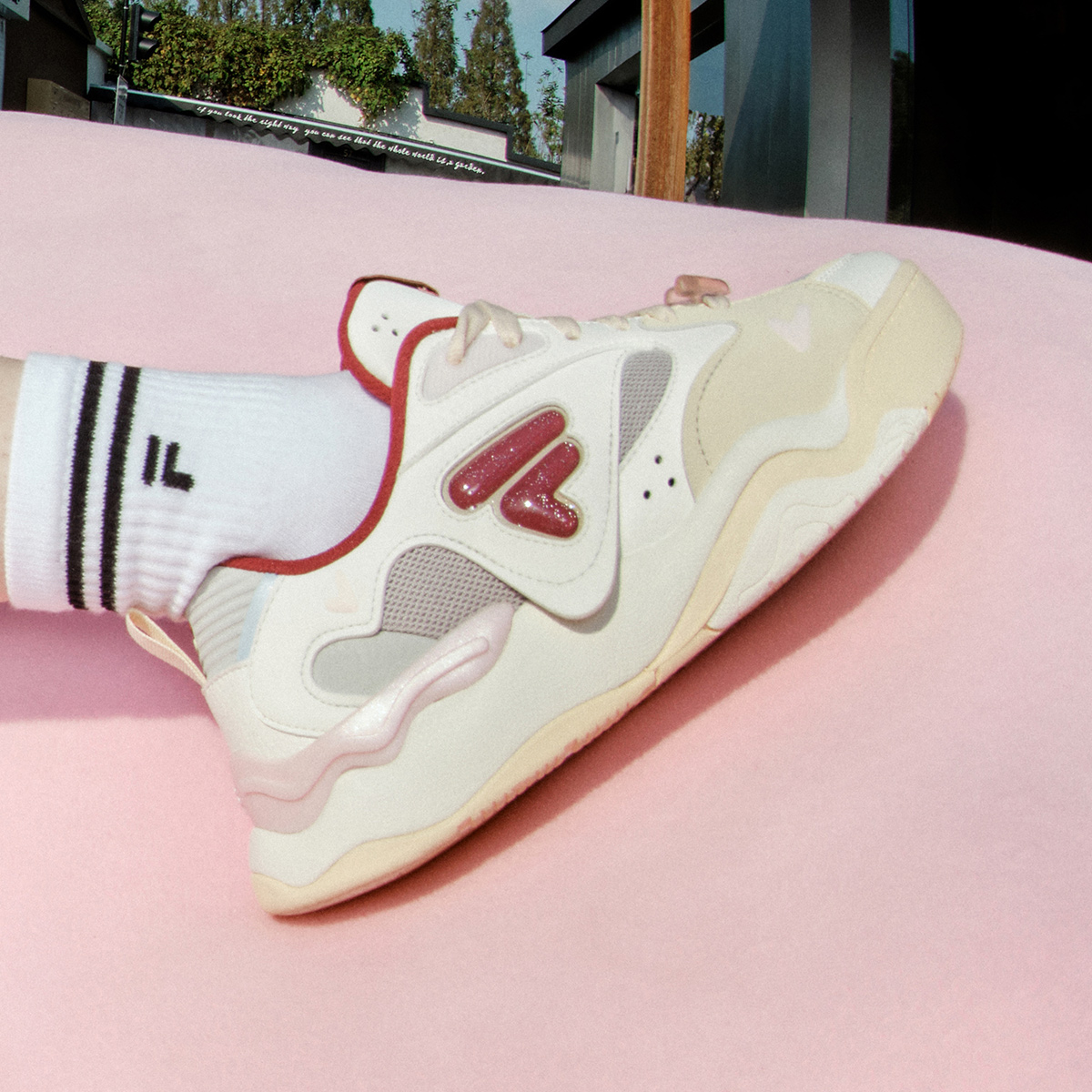 [V-Day Edition] FILA FUSION KICK II Women & Men Skate Shoes (Valentine's Couple Sneakers - Black and White )