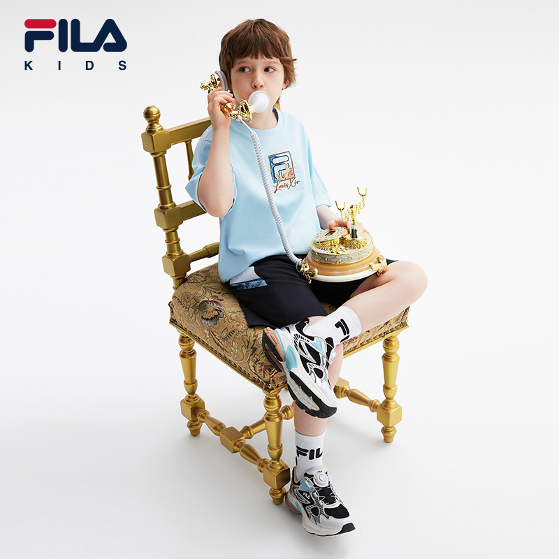 FILA KIDS WHITE LINE x RMN Boys' Printed Short Sleeve T-Shirts (Multi-Colors and Designs Available - White/Yellow/Blue)