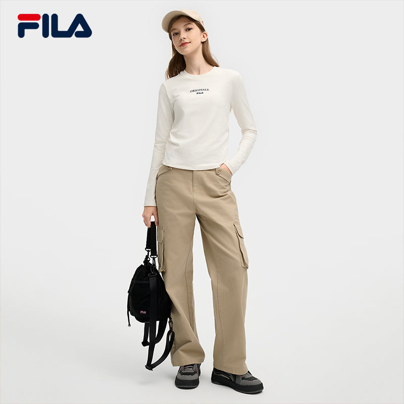 FILA CORE LIFESTYLE ORIGINAL VINTAGE TENNIS CLUB Women Woven Pants (Beige)