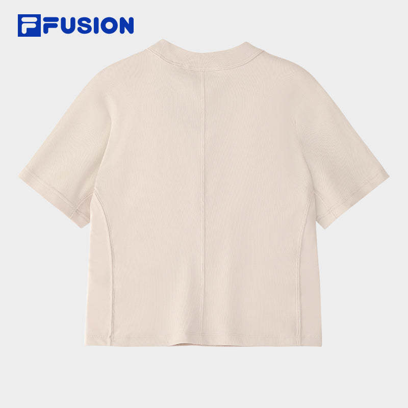 ■FILA■ Shirring Crop Short Sleeve T-shirtFS2RSH2157FCGY 11 JADEN beige oversized T-shirt brand FILA — Globalbrandsstore