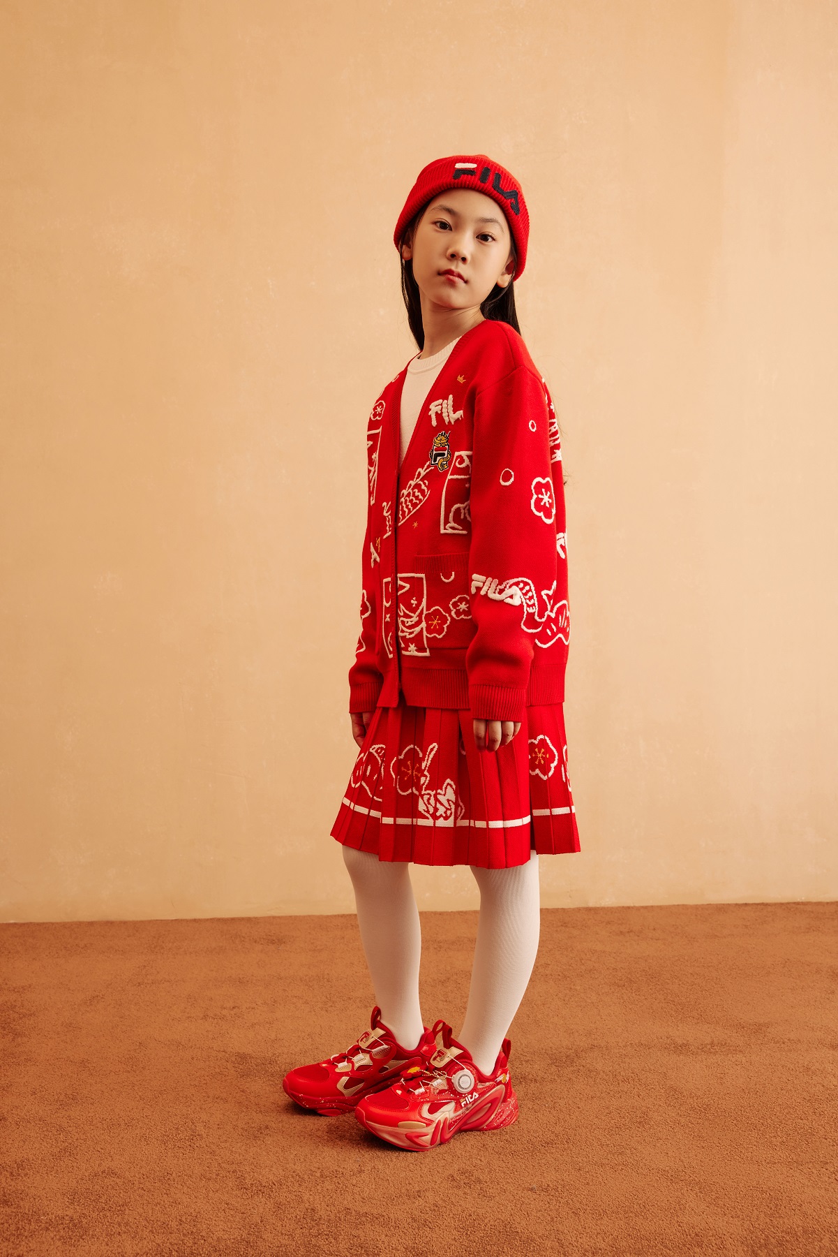 [ CNY Collection ] FILA KIDS ORIGINALE Chinese New Year Girl's Cardigan in Red