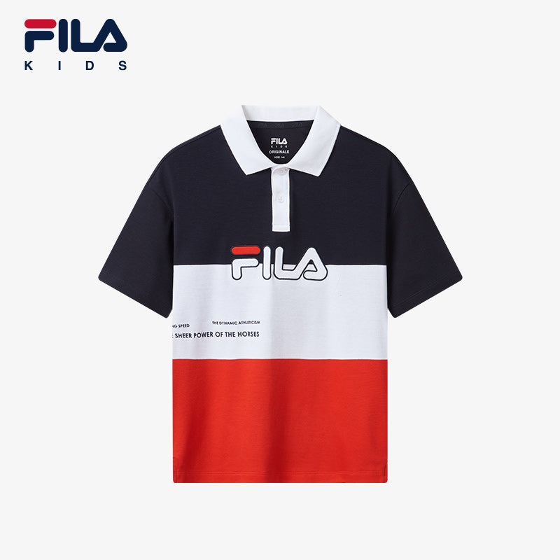 FILA KIDS FOR CHAMPIONS ORIGINALE Boy's Short Sleeve Polo in Navy