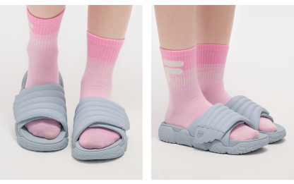 FILA FUSION BARRICADE Women Slippers (White / Icy Blue / Pink)