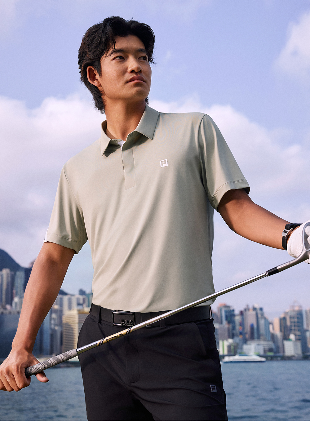FILA CORE ATHLETICS GOLF ELITE GOLF CLUB Men Short Sleeve Polo (Black / Olive Green)