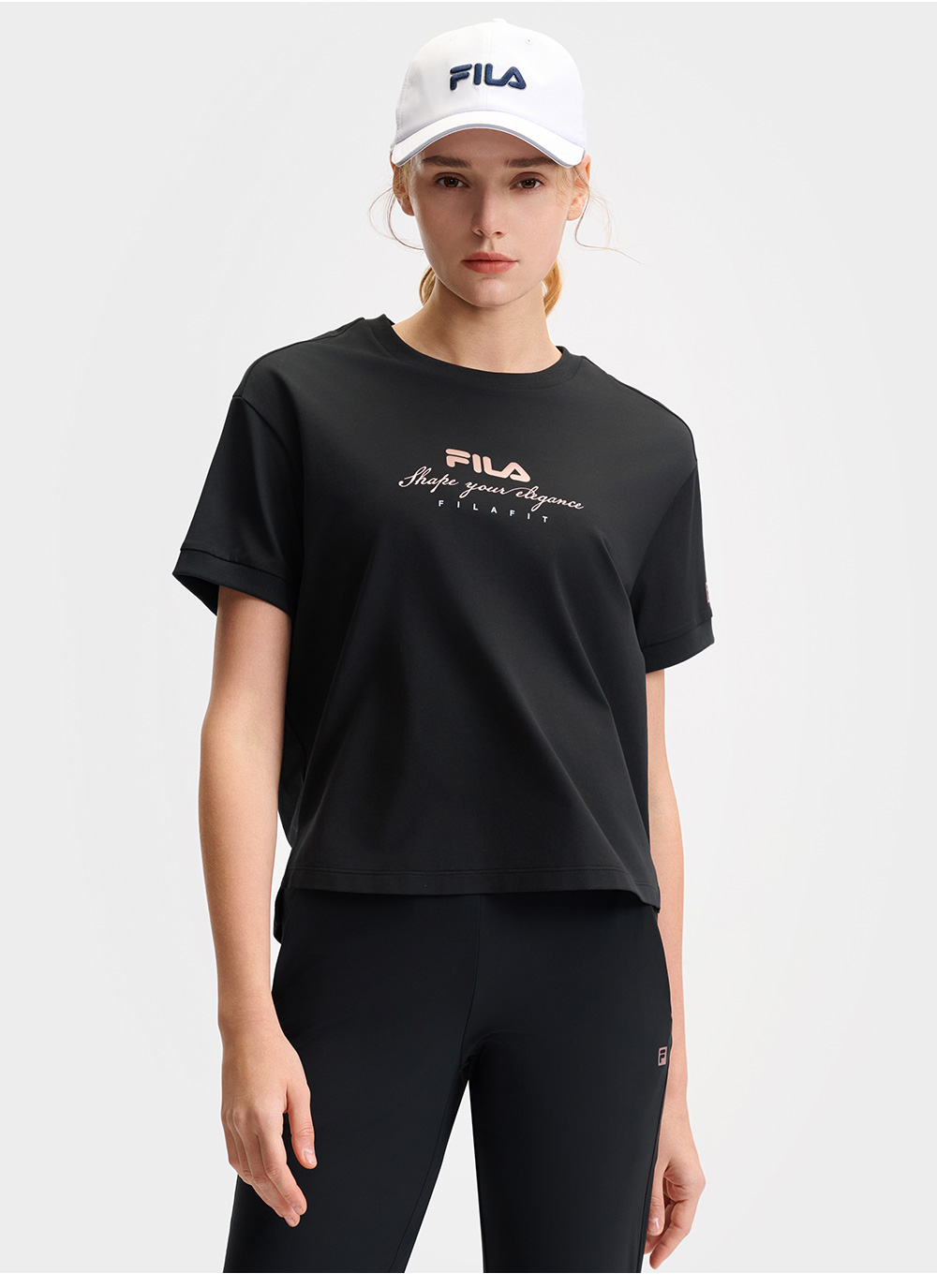 FILA CORE ATHLETICS FILA-FIT ARTE ELEGANTE Women Short Sleeves T-Shirt (Black / White)