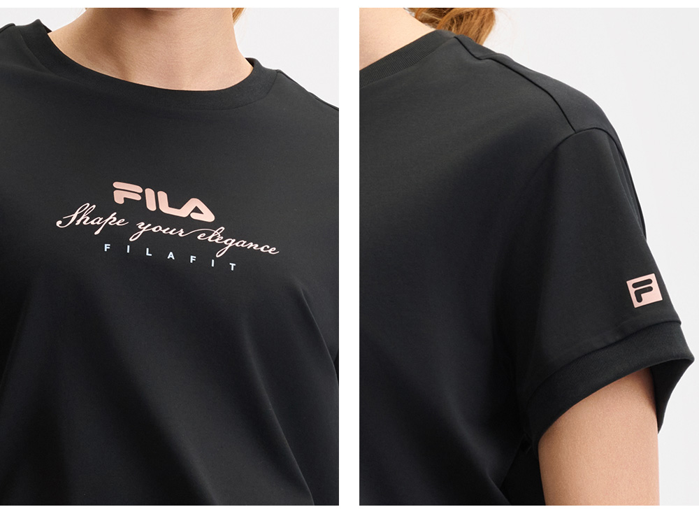 FILA CORE ATHLETICS FILA-FIT ARTE ELEGANTE Women Short Sleeves T-Shirt (Black / White)