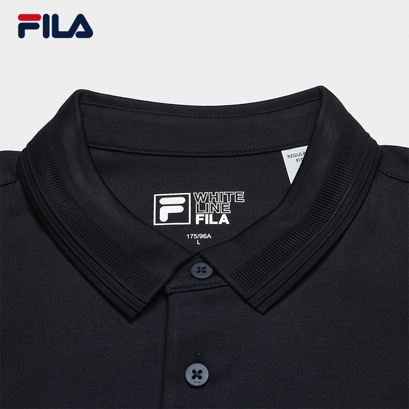 FILA CORE Men WHITE Knitted Short Sleeve Polo Shirt NAVY