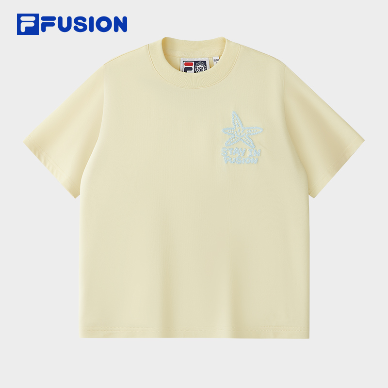 FILA FUSION  FUSION X MR DOODLE Women Short Sleeve T-shirt (Light Blue / Yellow)