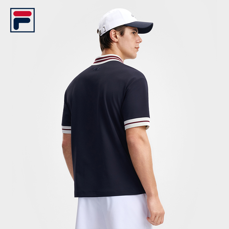 FILA ATHLETICS Men Knitted Short Sleeve Polo Shirt