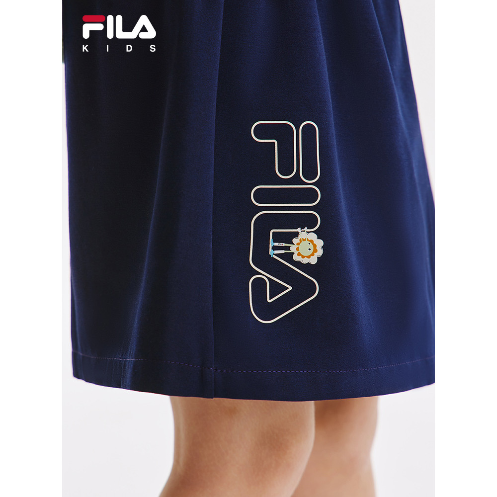 (105-130cm) FILA Kids breathable short skirt girls' pants skirt woven skirt in Dark Blue