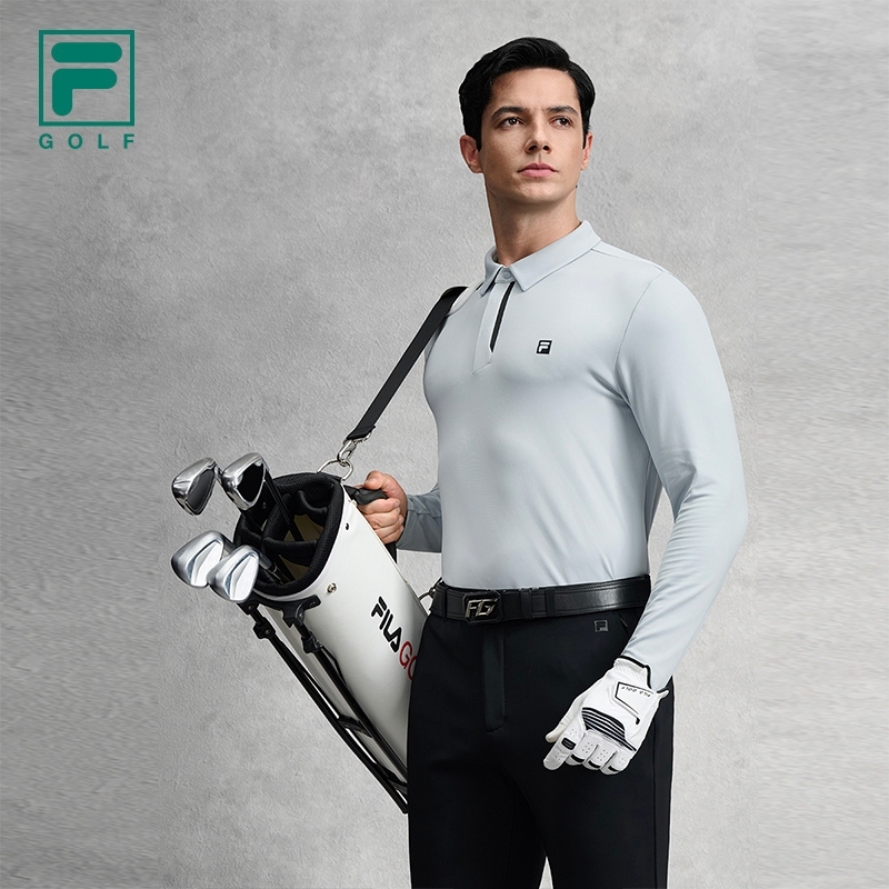 FILA CORE GOLF Men Sunscreen Sunscreen Long Sleeve Polo(Light Blue