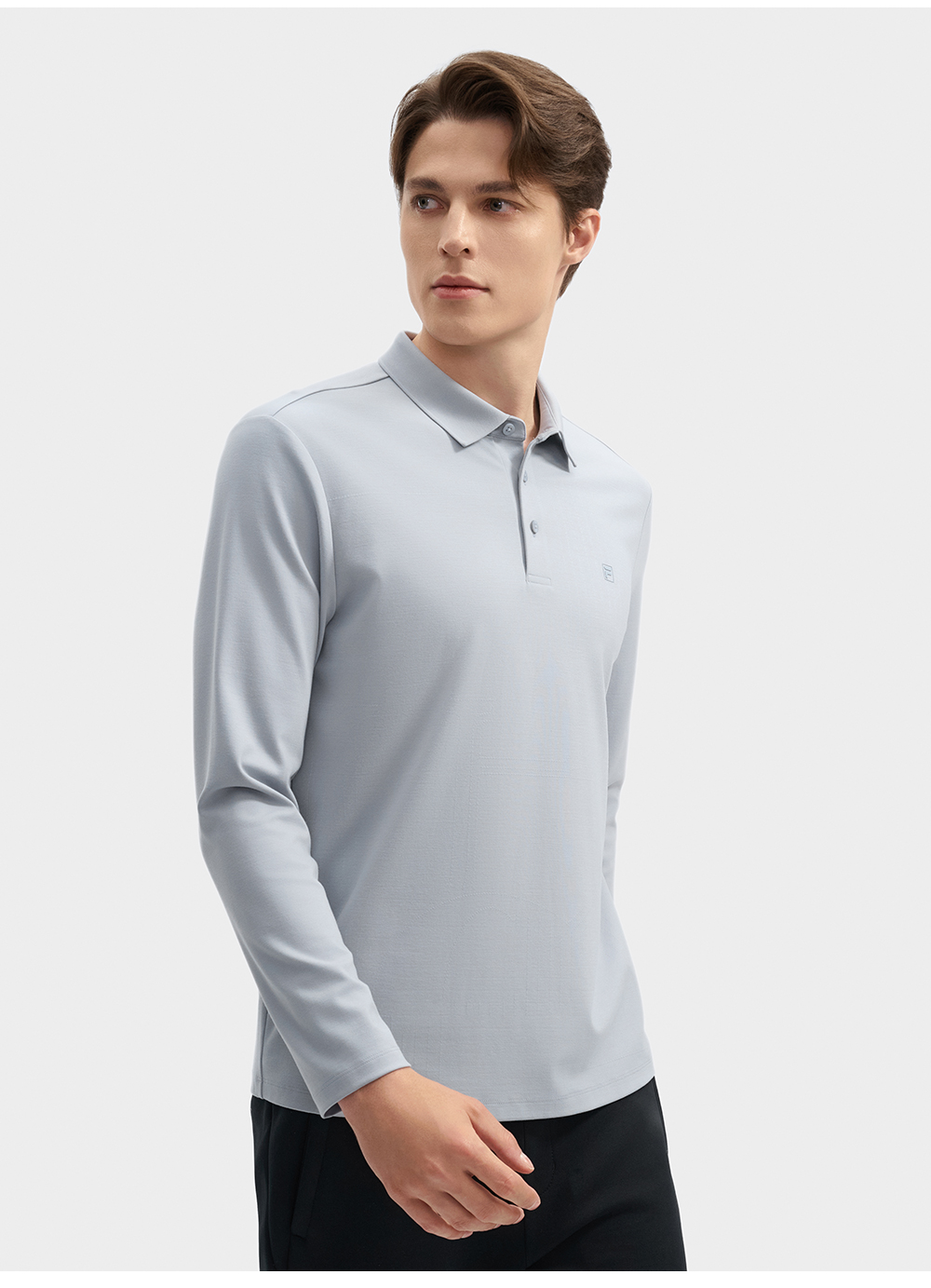 FILA CORE LIFESTYLE WHITE LINE GRENOBLE Men Long Sleeve Polo (Ash)