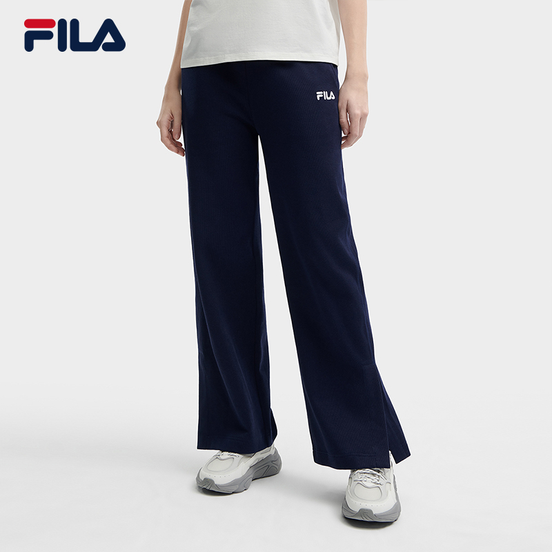FILA フィラ  easy long pants XL FILA CORE WHITE LINE Women's Knit Wide-Leg Long Pants in Dark Navy