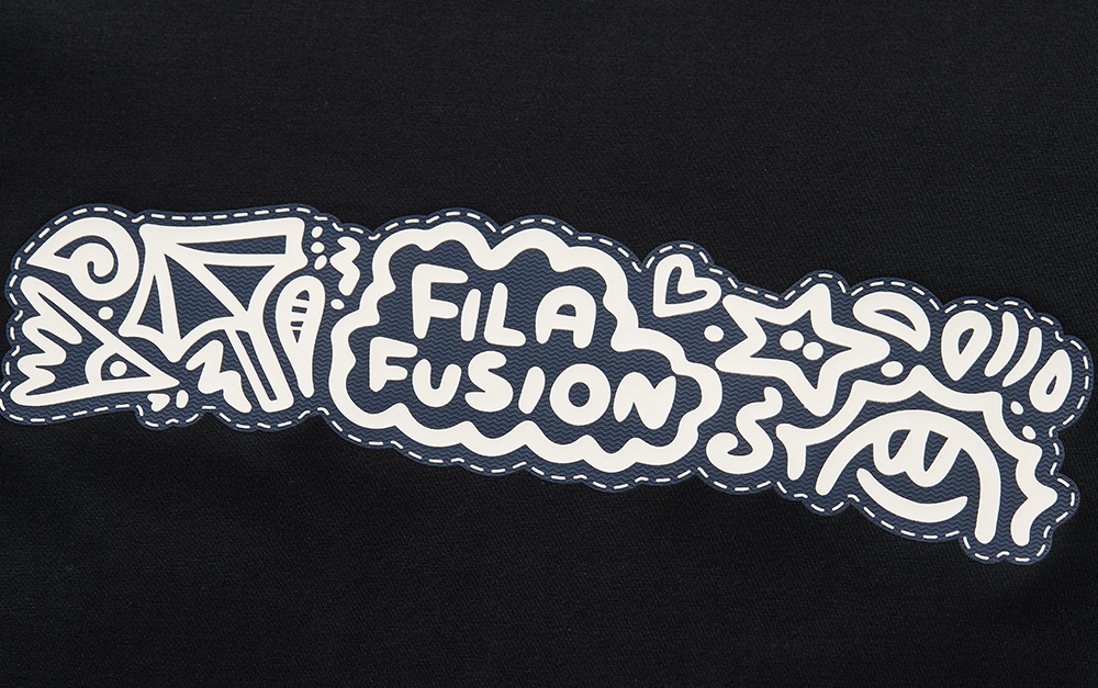FILA FUSION  FUSION X MR DOODLE Unisex Short Sleeve T-shirt (Black / Light Blue / White)