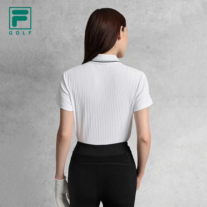 FILA CORE ATHLETICS GOLF ELITE GOLF CLUB Women Short Sleeve Polo (Black / Light Blue / White)