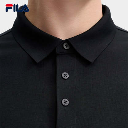 FILA CORE LIFESTYLE BLUE QUADRILATERO AESTHETICS Men Long Sleeve Polo (Black / Brown)