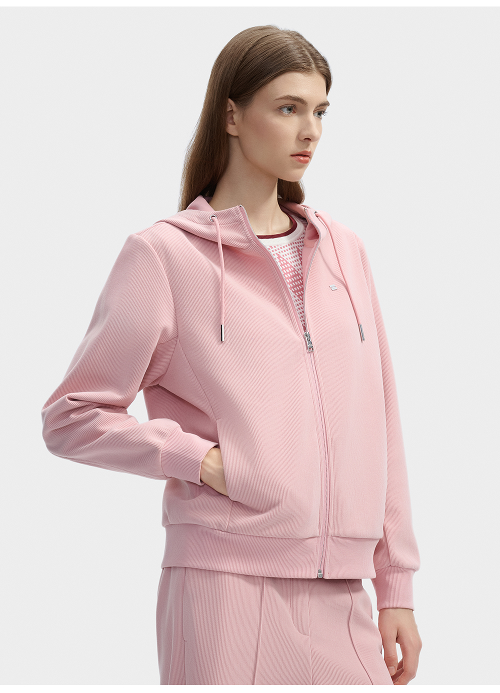 FILA CORE LIFESTYLE WHITE ORTISEI Women Hooded Jacket (Pink)