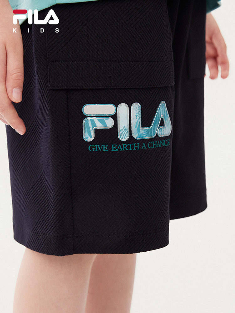 (130-170cm) FILA KIDS WHITE LINE Boy's Knit 5 Inch Pants in Navy