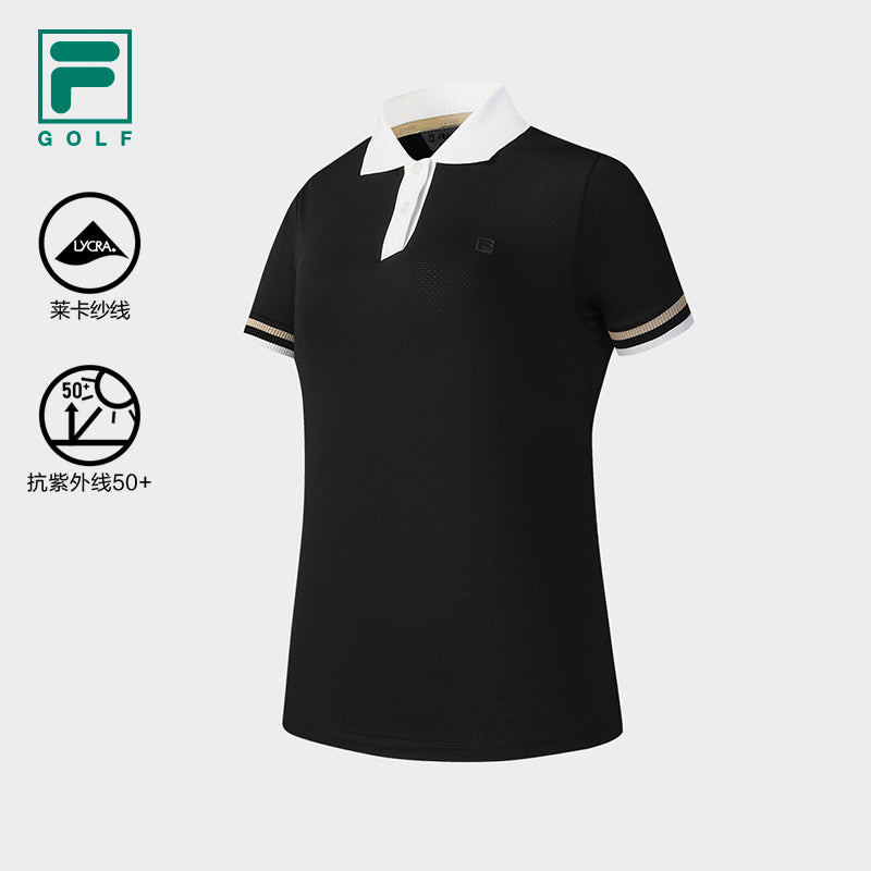 FILA CORE ATHLETICS GOLF STATELY FLORAL Women Polo T-shirt (Black / White)
