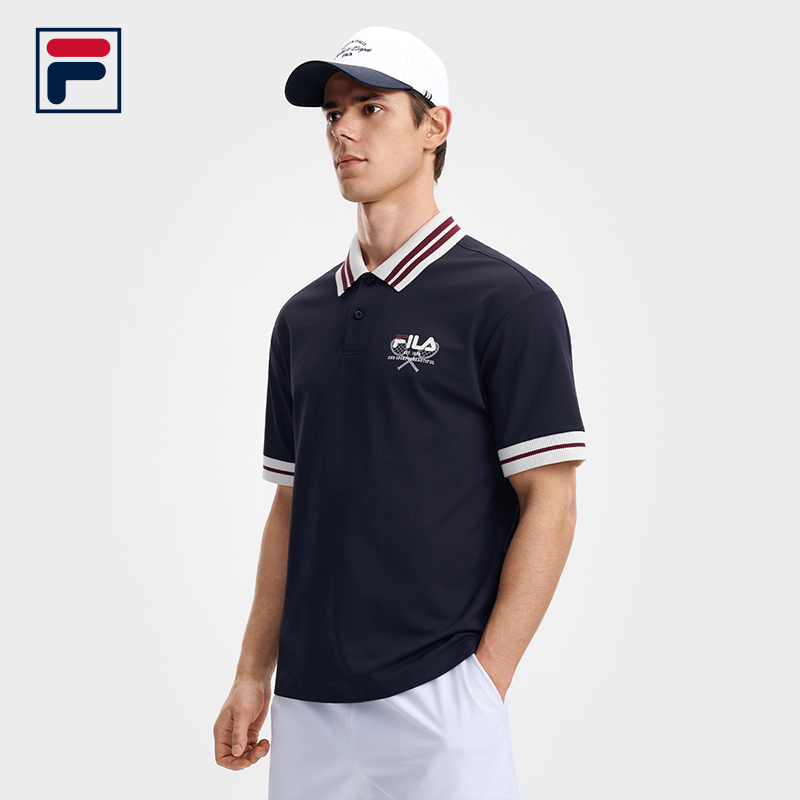 FILA ATHLETICS Men Knitted Short Sleeve Polo Shirt
