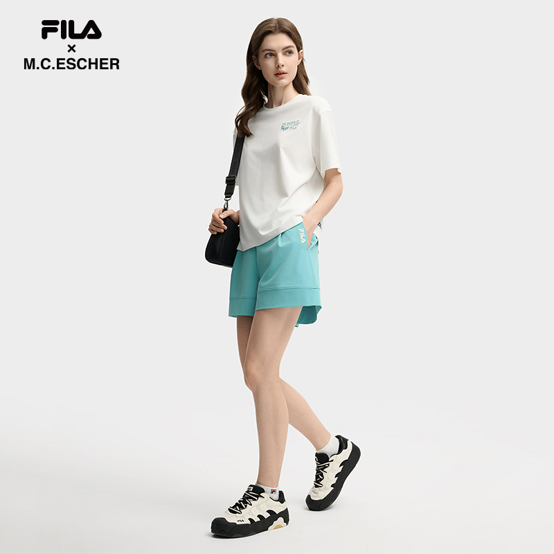 FILA CORE LIFESTYLE HERITAGE FILA X M.C.ESCHER Women Short Sleeve T-shirt (Pink / White)