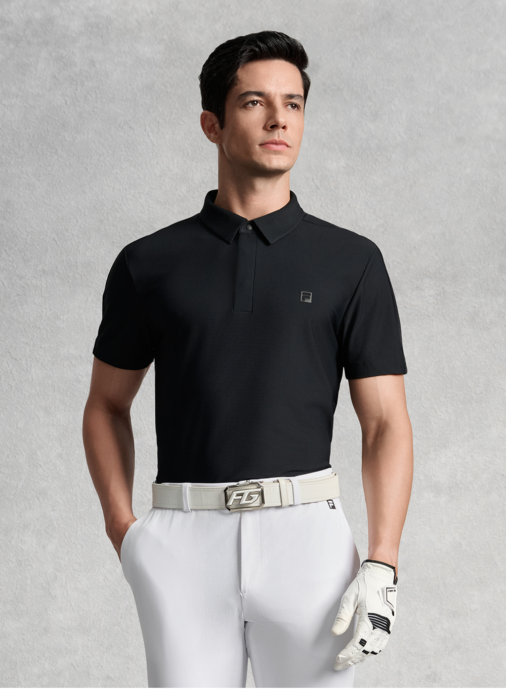 FILA CORE ATHLETICS GOLF ELITE GOLF CLUB Men Short Sleeve Polo (Black)