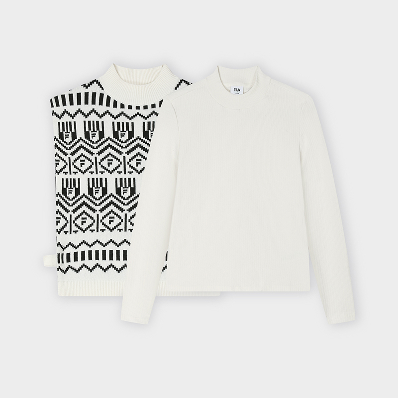 FILA CORE WHITE LINE EMERALD Women Knit Sweater in Ash