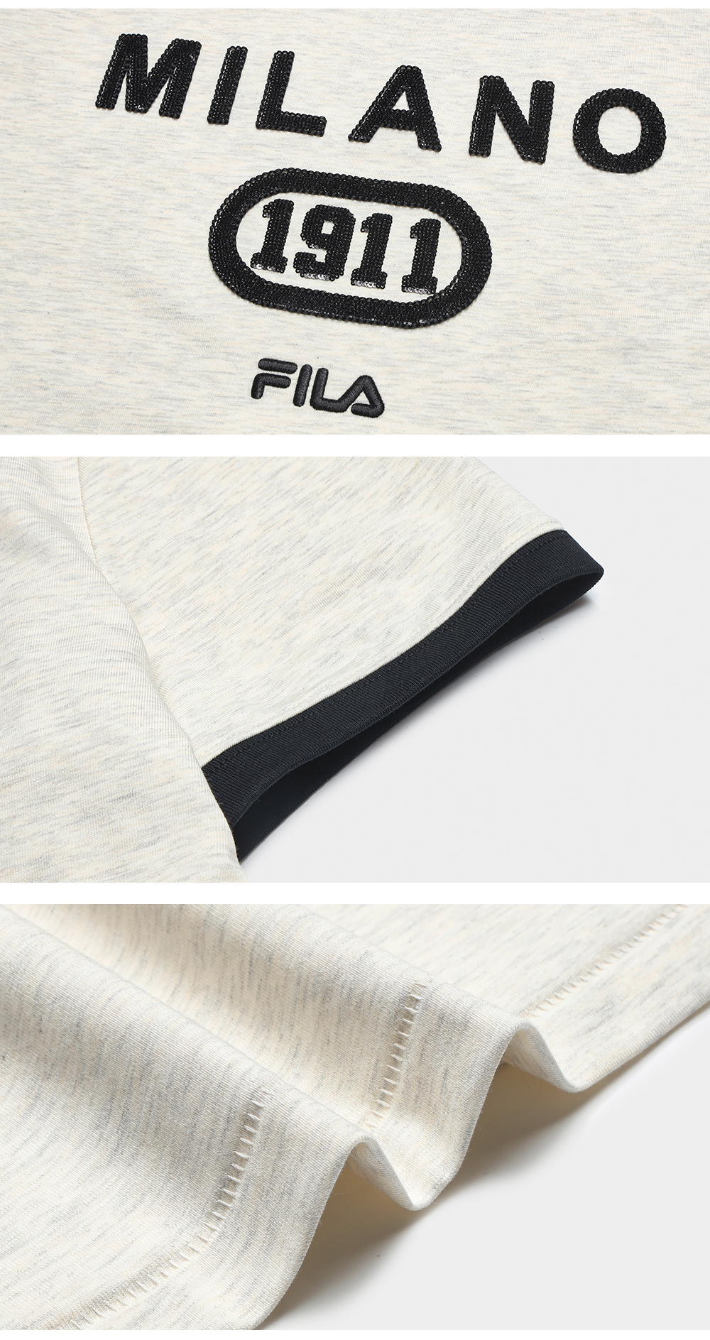 FILA CORE LIFESTYLE MILANO LUXURY CAFFE / FLAT WHITE Women Short Sleeves T-Shirt (Light Khaki / Purple)
