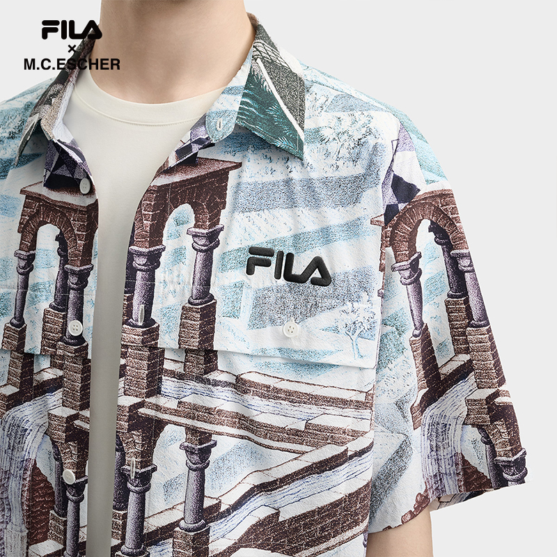 FILA CORE LIFESTYLE HERITAGE FILA X M.C.ESCHER Men Short Sleeves Shirt (Full Print)